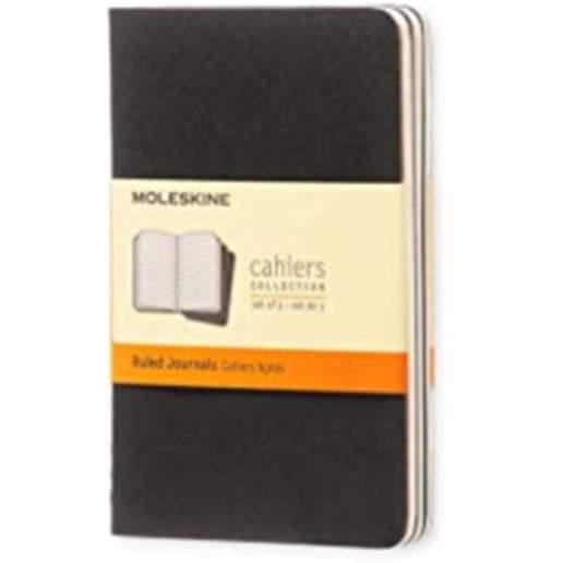 MOLESKINE CAHIER SET OF 3 POCKET RULED BLACK (BLK)